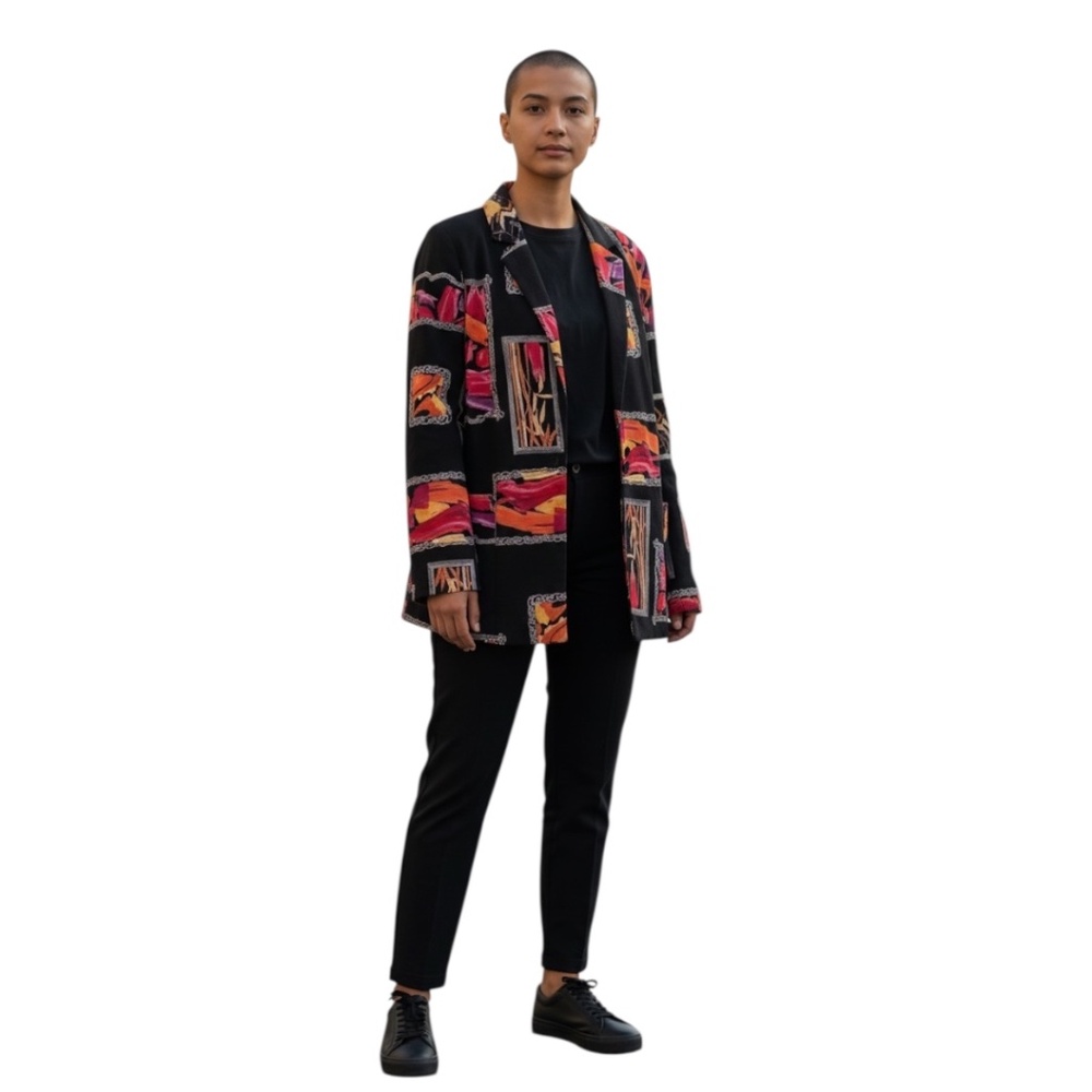 Vintage 80s Brownstone Studio Colorful‎ Abstract WOMEN'S Blazer Size 14/16